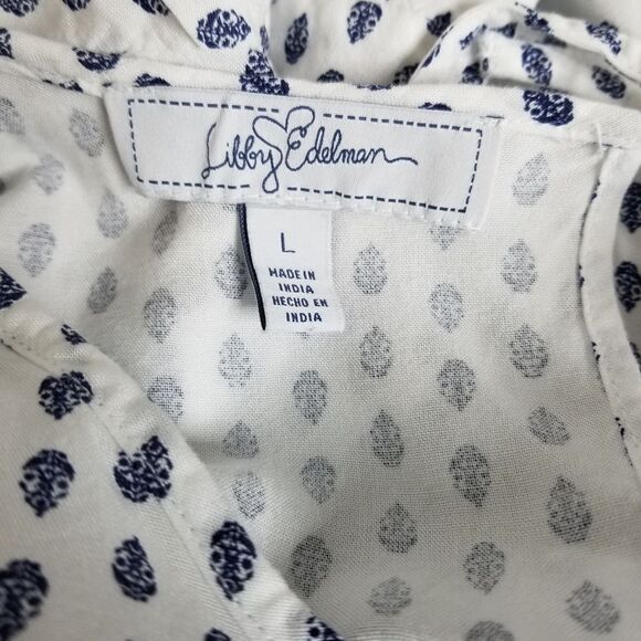 Libby Edelman‎ Womens Sleeveless White Navy Top Size L - Picture 10 of 12